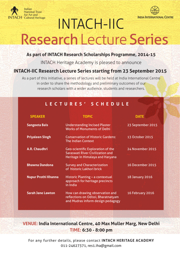 INTACH-IICLecture Series Schedule